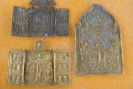 Иконы и кресты бронзовые с росписью